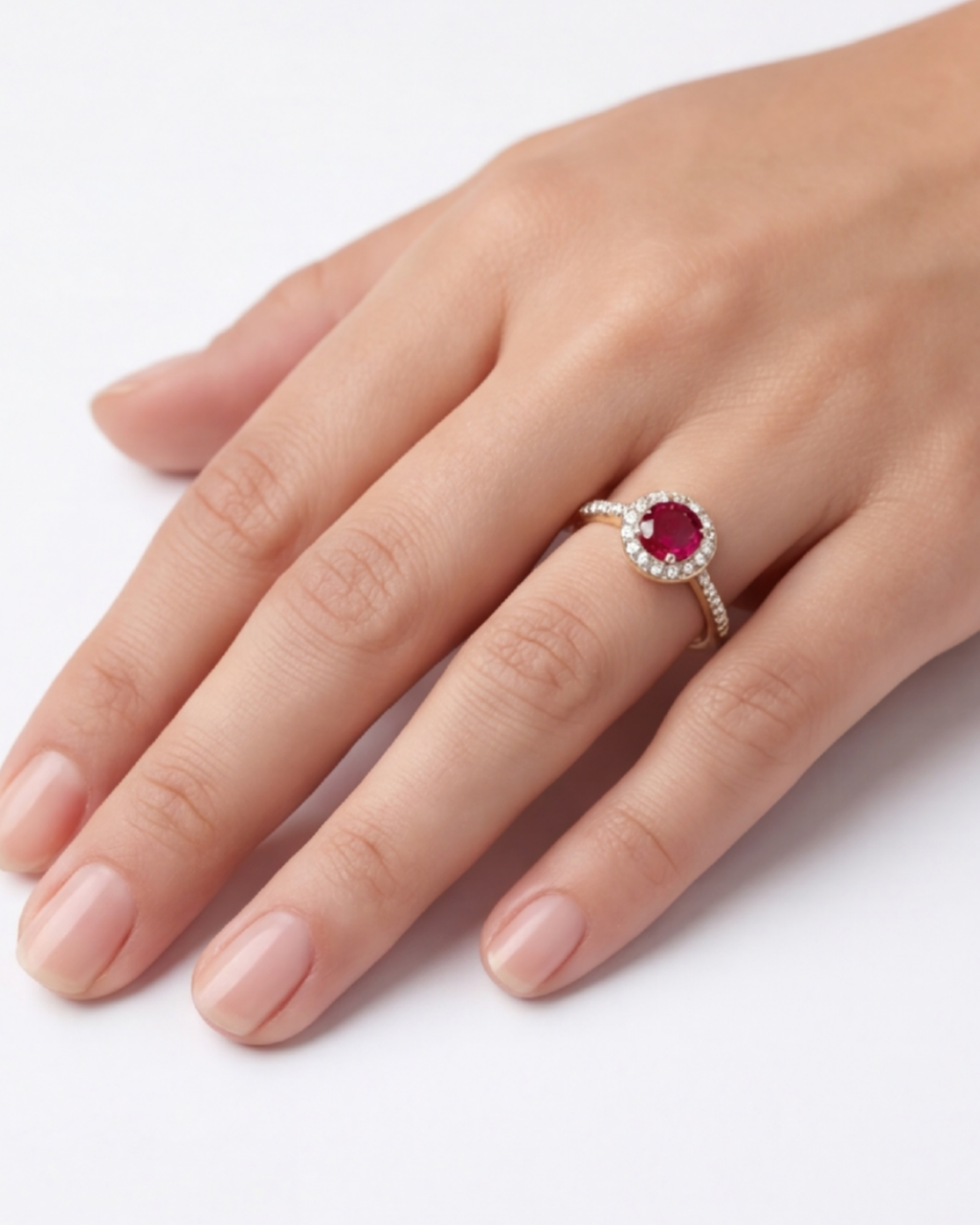Ροζέτα Κ18 Burma Ruby & Brilliant | EG60